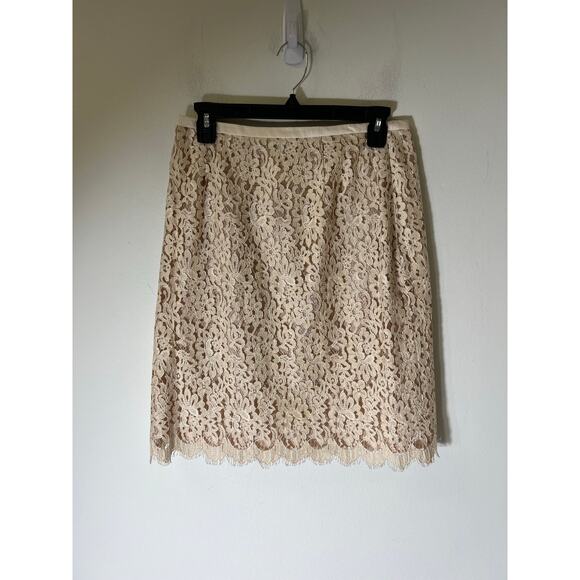 Maggy London Cream Silk Jacket and Lace Skirt Suit Sz 10 - Picture 5 of 8